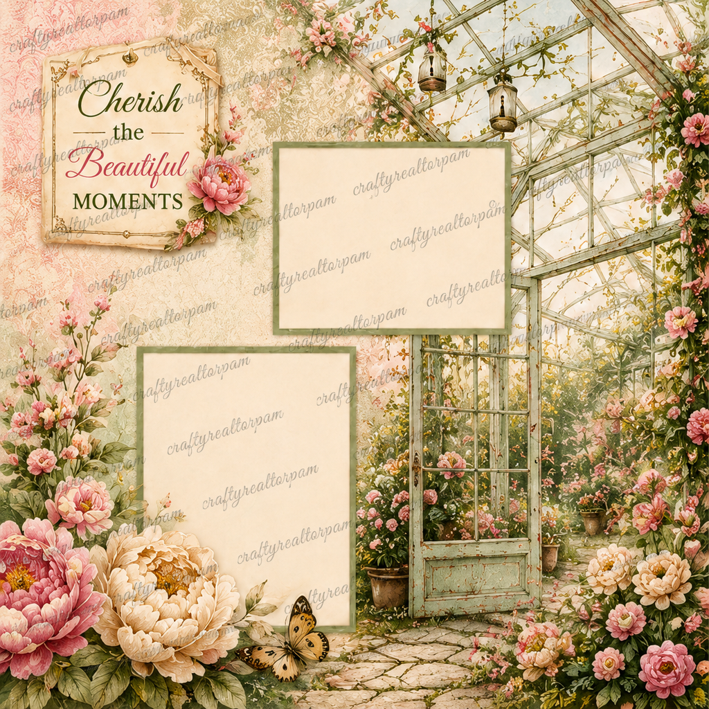 Peony Garden Digital Scrapbook Paper Collection | 24 Printable Papers | 12x12 | 300 DPI PNG | Junk Journal | Card Making | Commercial Use